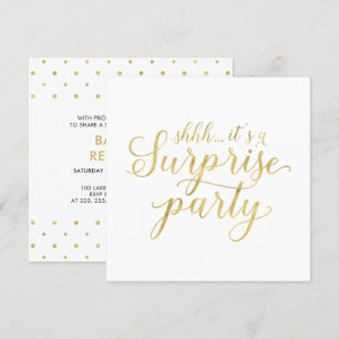 Weiß und Gold Modern Surprise Retirement Party Einladung