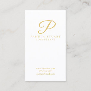 Weiß und Goldelegantes Monogramm Visitenkarte