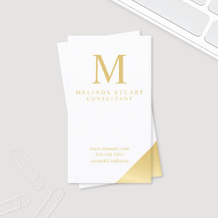 Weiß und Goldelegantes Monogramm Visitenkarte