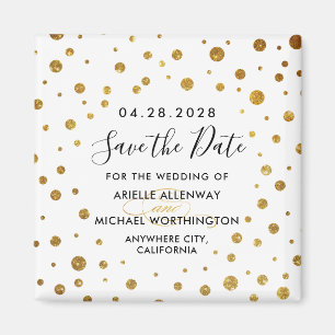 Weiß und Goldfolie, die Save the Date Magneten Magnet