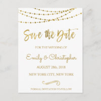 Weiß- und Goldfolie Save the Date