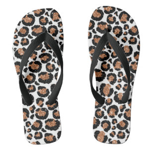 Weiß und Goldfolien-Gepard-oder Leopard-Muster Flip Flops