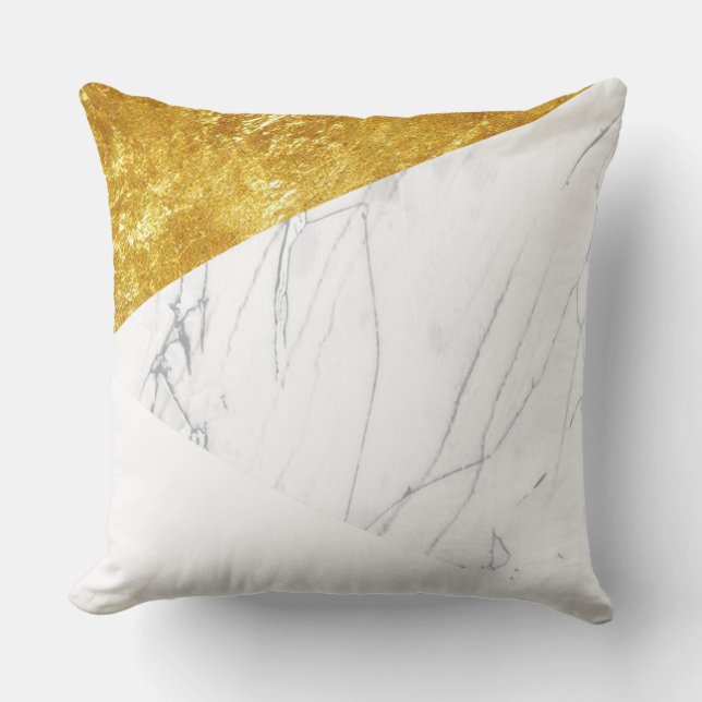 Weiß und Goldmarmor Kissen (Vorderseite)