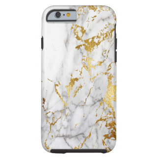 Weiß und Goldmarmormuster-Neigen städtisch Tough iPhone 6 Hülle