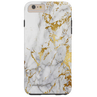 Weiß und Goldmarmormuster-Neigen städtisch Tough iPhone 6 Plus Hülle