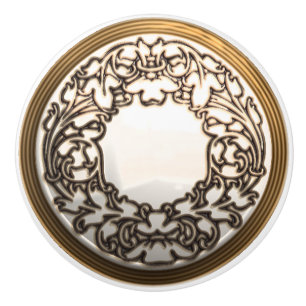 Weiß und Goldnähender Blumenknopf Keramikknauf
