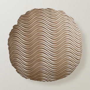 Weiß und grau gestreifte Spinnstoffe Rundes Kissen