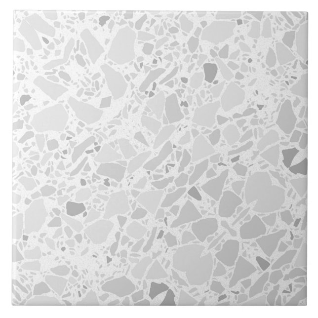 Weiß und Grau Terrazzo Modernes, einfaches Tile Fliese (Vorderseite)