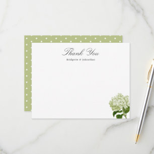 Weiß und Grün Hydrangea Vielen Dank Flachkarte RSVP Karte