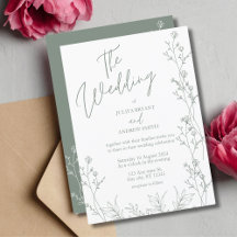 Weiß und grün trendige Hochzeit Einladung