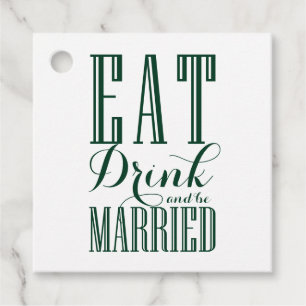 Weiß und grün trinken und Verheiratet Hochzeit sei Geschenkanhänger