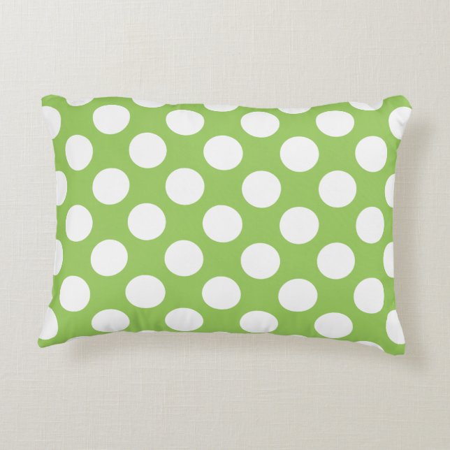 Weiß und grüner Polka-Punktmuster Zierkissen (Rückseite)