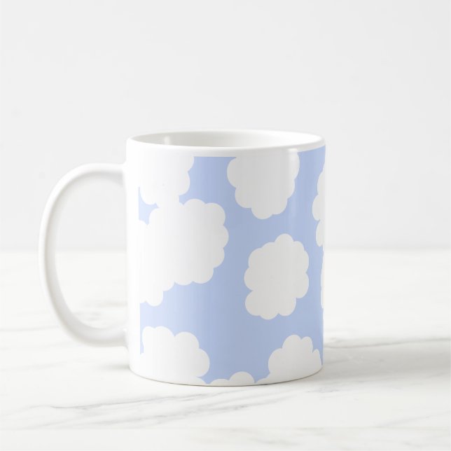 Weiß-und Himmel-Blau-Wolken-Muster Kaffeetasse (Links)
