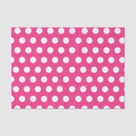 Weiß und Hot Pink große mittelgroße Polka Dot Part Seidenpapier