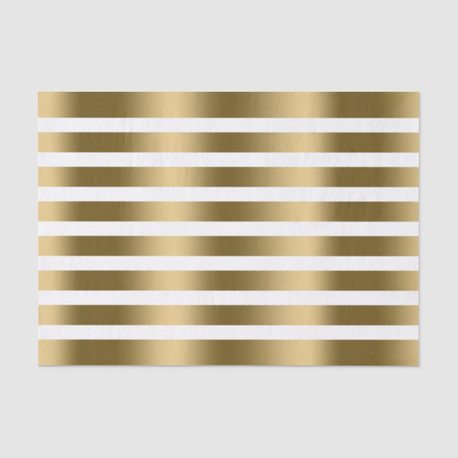 Weiß und Imitate Goldstreifen Muster Seidenpapier (Vorderseite)