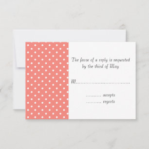 Weiß und Korallenrosa Polka-Punktmuster RSVP Karte