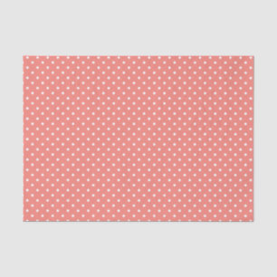 Weiß und Korallenrosa Polka-Punktmuster Seidenpapier