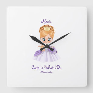 Weiß und lila Baby  Quadratische Wanduhr