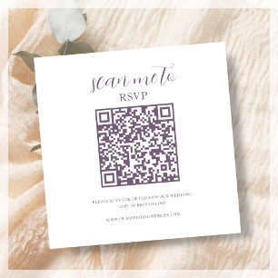 Weiß und Lila   RSVP QR Code für Hochzeiten Begleitkarte