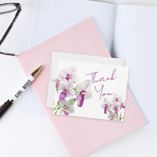 Weiß und Magenta Orchids Malerei Danke Karte