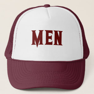 Weiß und Maroon Farbe MEN BOY MEN Text Truckerkappe