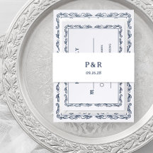 Weiß und Mitternachtsblau | Einfaches Monogramm