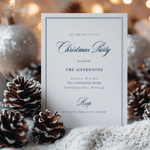 Weiß und Navy Klassische Eleganz Weihnachtsfeier Einladung