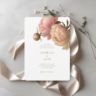 Weiß und Olive Chic Blush Rose Einladung Hochzei