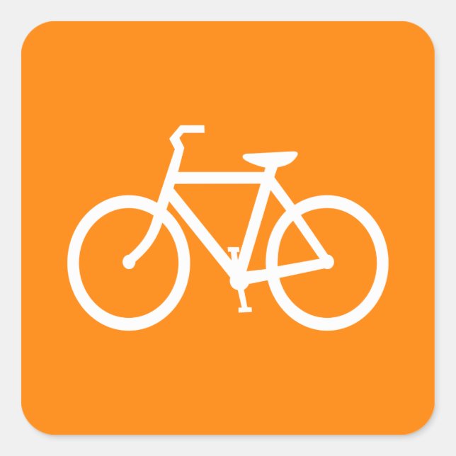 Weiß und Orange Bike Quadratischer Aufkleber (Vorderseite)