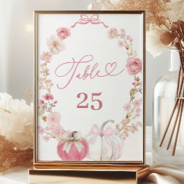 Weiß und Pink Kleine Kürbis Tischnummer