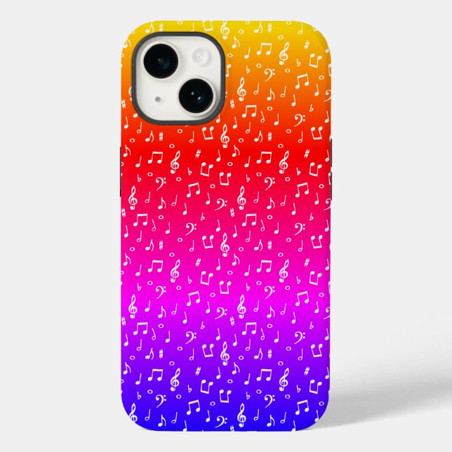 Weiß und Regenbogen Musical Case-Mate iPhone 14 Hülle (Rückseite)