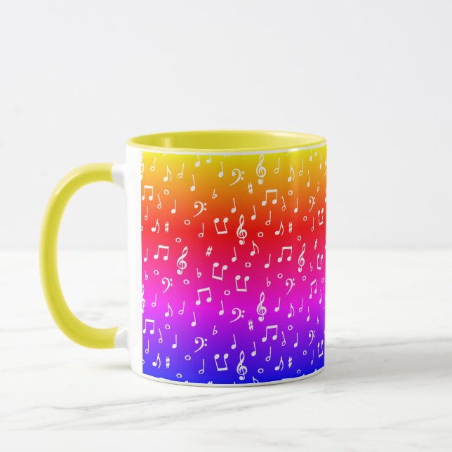 Weiß und Regenbogen Musical Tasse (Links)
