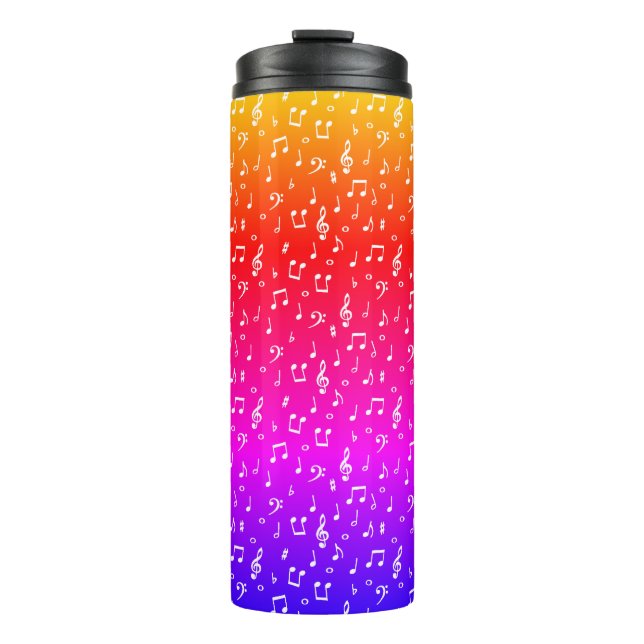 Weiß und Regenbogen Musical Thermosbecher (Vorderseite)