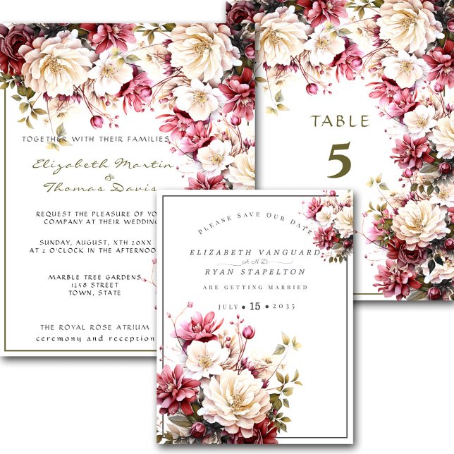 Weiß und rosa Elegante Frühlingsblumen Hochzeit Einladung (Von Creator hochgeladen)