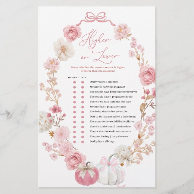 Weiß und rosa Kleine Kürbis Höher oder Tief (Vorderseite)