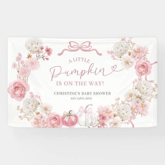 Weiß und rosa Little Pumpkin Große Banner (Horizontal)