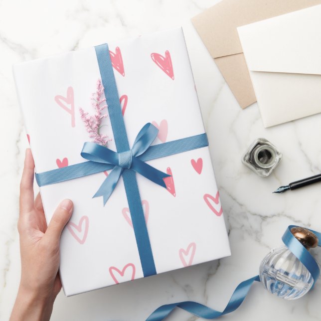 Weiß und rosa Moderne Liebe Herzlich Willkommen im Geschenkpapier (Schenken)