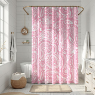 Weiß und rosa Muster aus farbenfrohen Paisley Lace Duschvorhang