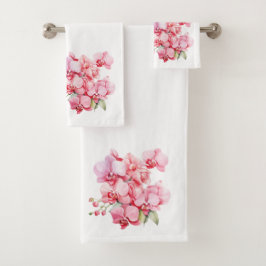 Weiß und rosa Orchid Badhandtuch Set