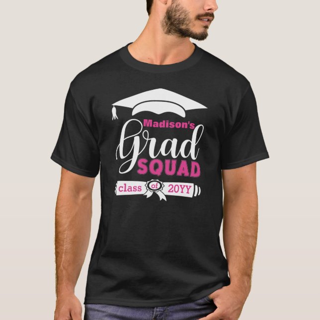 Weiß und rosa Text Benutzerdefiniert Mens Black Gr T-Shirt (Vorderseite)