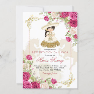 Weiß und Rose Gold Mexican Girl Floral 3 Anos Einladung