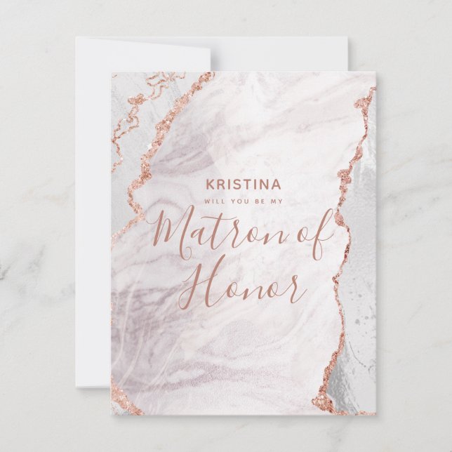 Weiß und Rose Gold werden Sie mein Ehrengast sein Einladung (Vorderseite)