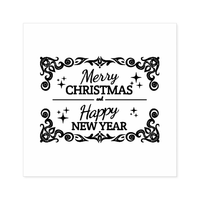 Weiß und rot frohe Weihnachten und glücklich Neues Gummistempel (Prägung)