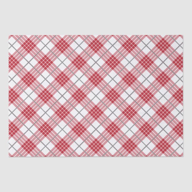 Weiß und rot mit karierten Akzenten Seidenpapier (Vorderseite)