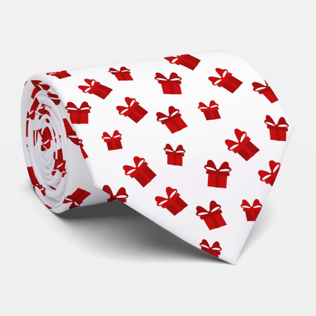 Weiß und rot - Weihnachtsmuster der Geschenkboxen Krawatte (Gerollt)
