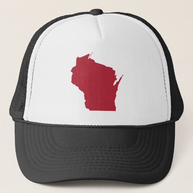 Weiß und Rot Wisconsin Truckerkappe (Vorderseite)