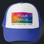 Weiß und Royal Blue Elegant Moderne Frauen Männer Truckerkappe<br><div class="desc">White and Royal Blue Elegant Modern Womens Mens Template Erstellen Sie Ihr eigenes Upload Image Logo Foto Trucker Hut.</div>
