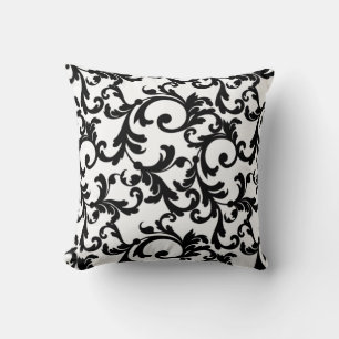Weiß und Schwarz-Elegante Damask Kissen