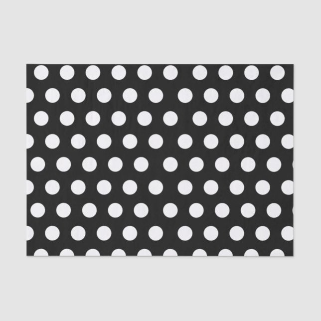 Weiß und Schwarz großes Mittelpolka-Dot-Party Seidenpapier (Vorderseite)