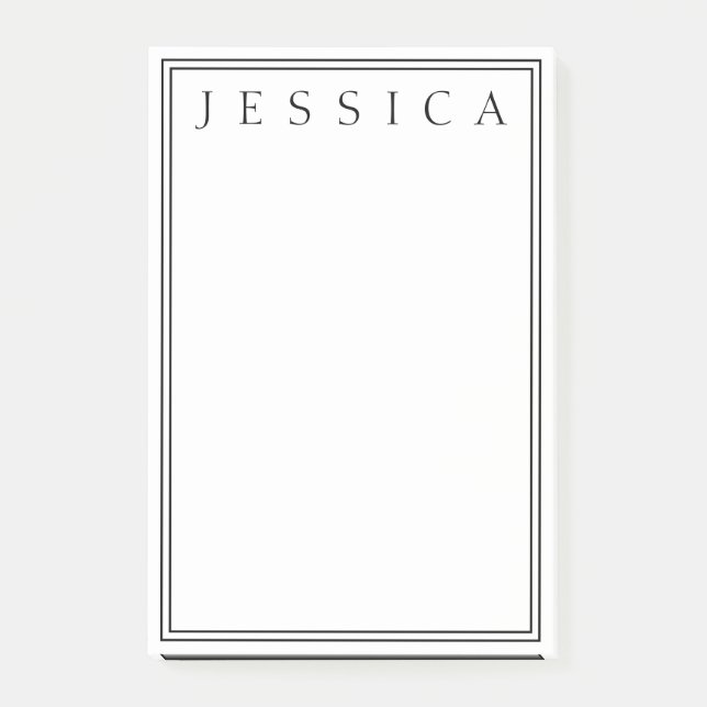 Weiß und Schwarz | Ihr Name Post-it Klebezettel (Vorderseite)